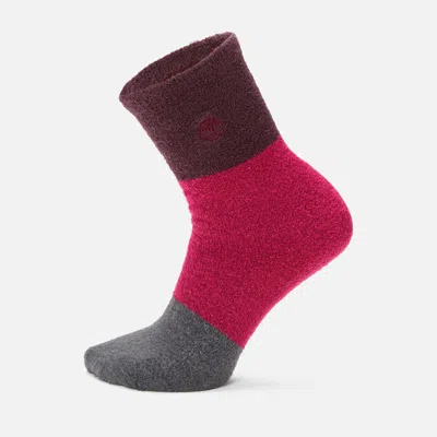 Timberland Women's  Color Block Fuzzy Shortie Crew Sock In Multi