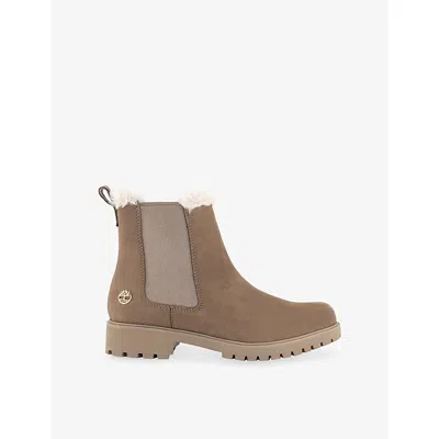 Timberland Womens Taupe Nubuck Lyonsdale Nubuck-leather Chelsea Boots Eur 36.5 / 3.5 Uk In Brown