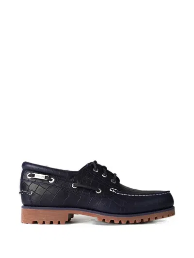 Timberland Jacquemus Croc-effect Leather Boat Shoes In Blue