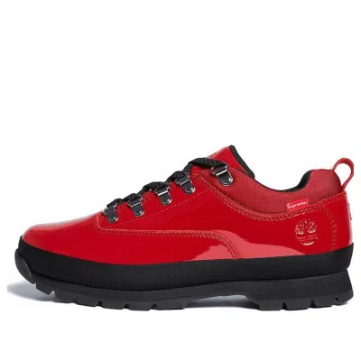Timberland X Supreme Euro Hiker Low 'patent Leather Red' In Multi