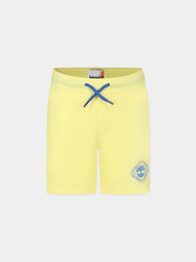 Timberland Kids' Yellow Swim Shorts For Boy With Tree