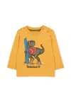 Timberland Yellow T-shirt For Baby Boy With Dinosaur In Yellow