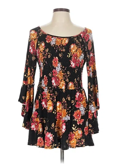 Pre-owned Time And Tru 3/4 Sleeve Blouse In Black