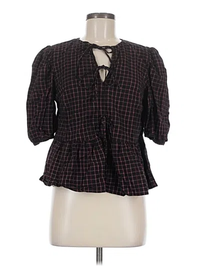 Pre-owned Time And Tru 3/4 Sleeve Blouse In Black