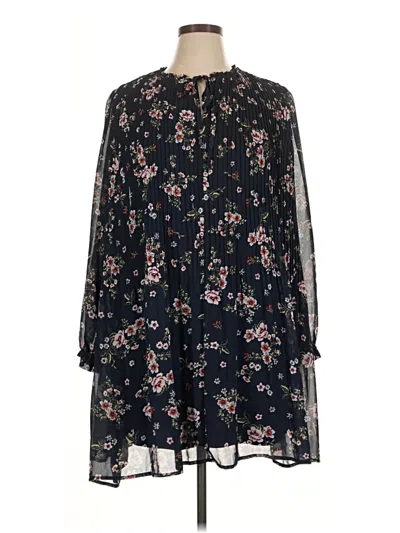Pre-owned Time And Tru 3/4 Sleeve Blouse In Black