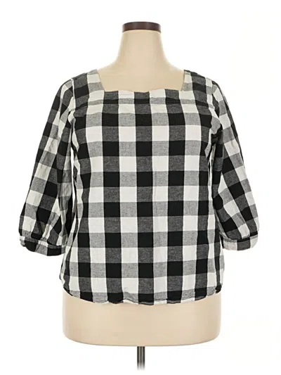 Pre-owned Time And Tru 3/4 Sleeve Blouse In Black