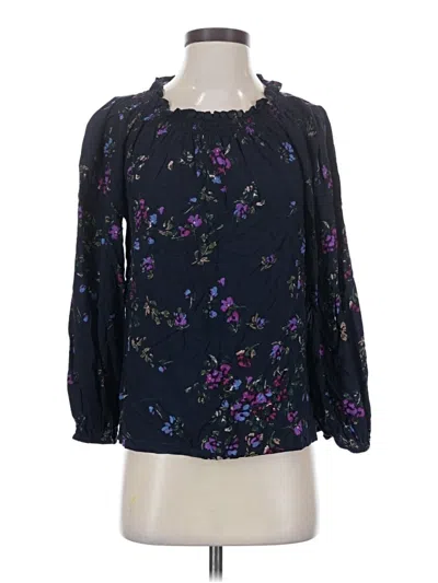 Pre-owned Time And Tru 3/4 Sleeve Blouse In Black