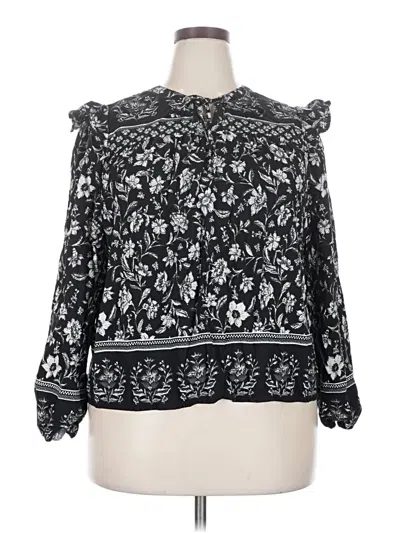 Pre-owned Time And Tru 3/4 Sleeve Blouse In Black