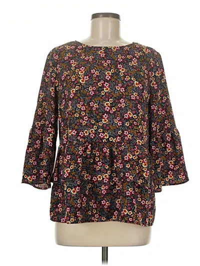 Pre-owned Time And Tru 3/4 Sleeve Blouse In Black
