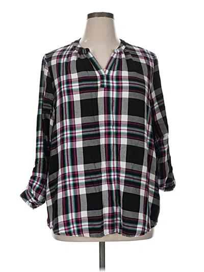 Pre-owned Time And Tru 3/4 Sleeve Blouse In Black