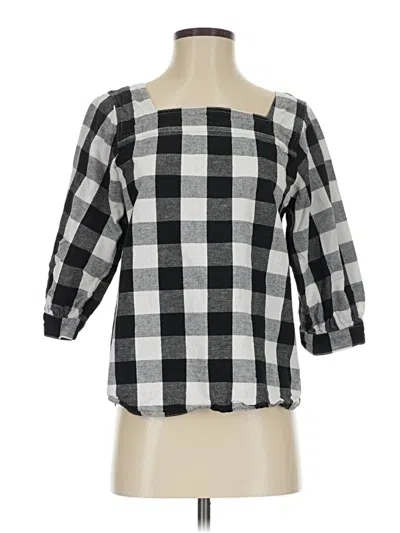 Pre-owned Time And Tru 3/4 Sleeve Blouse In Black