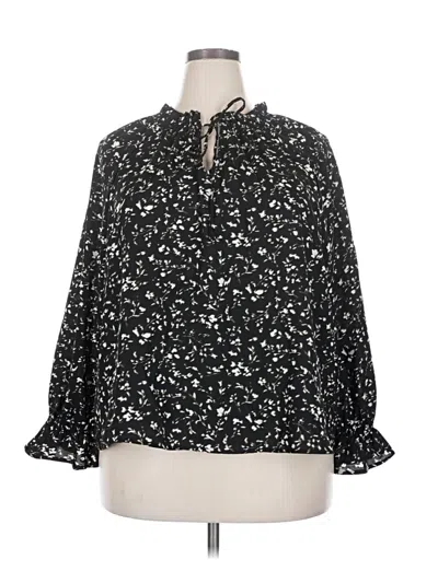 Pre-owned Time And Tru 3/4 Sleeve Blouse In Black