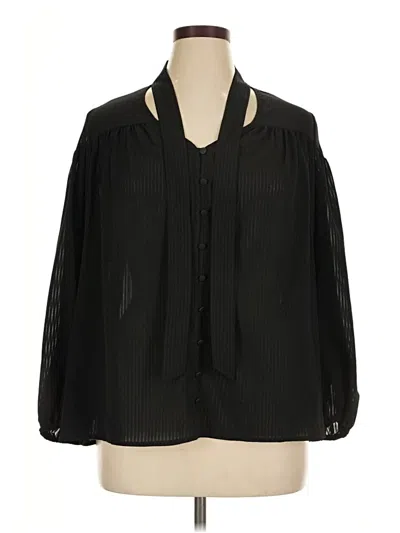 Pre-owned Time And Tru 3/4 Sleeve Blouse In Black