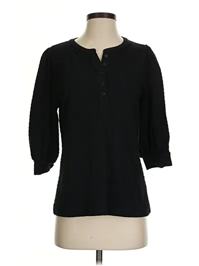 Pre-owned Time And Tru 3/4 Sleeve Blouse In Black