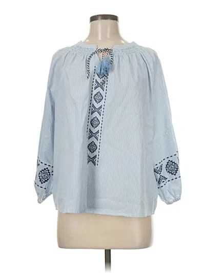 Pre-owned Time And Tru 3/4 Sleeve Blouse In Blue