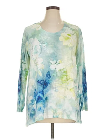 Pre-owned Time And Tru 3/4 Sleeve Blouse In Blue