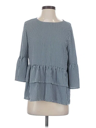 Pre-owned Time And Tru 3/4 Sleeve Blouse In Blue