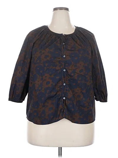 Pre-owned Time And Tru 3/4 Sleeve Blouse In Blue
