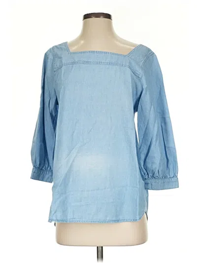 Pre-owned Time And Tru 3/4 Sleeve Blouse In Blue