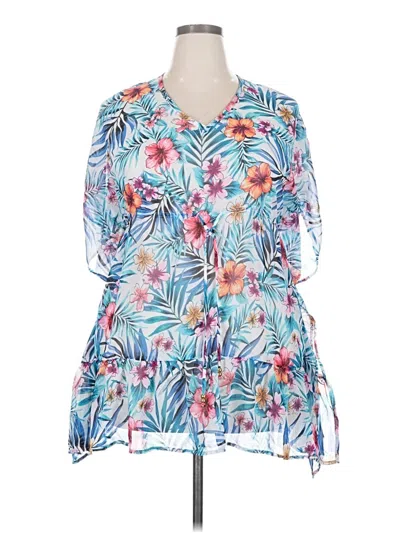 Pre-owned Time And Tru 3/4 Sleeve Blouse In Blue