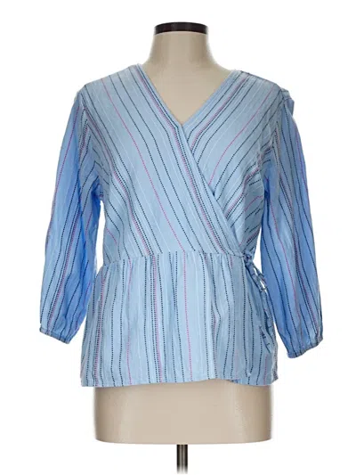 Pre-owned Time And Tru 3/4 Sleeve Blouse In Blue