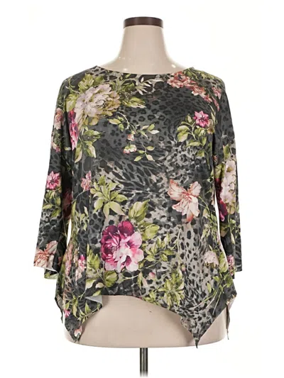 Pre-owned Time And Tru 3/4 Sleeve Blouse In Gray
