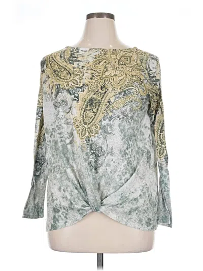 Pre-owned Time And Tru 3/4 Sleeve Blouse In Green