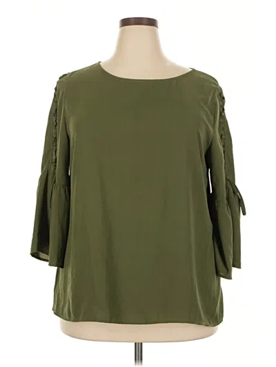 Pre-owned Time And Tru 3/4 Sleeve Blouse In Green