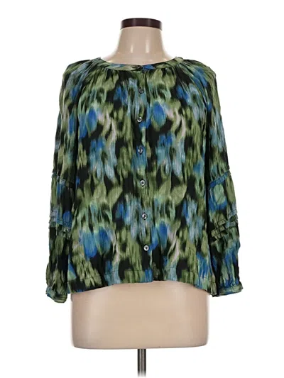 Pre-owned Time And Tru 3/4 Sleeve Blouse In Green