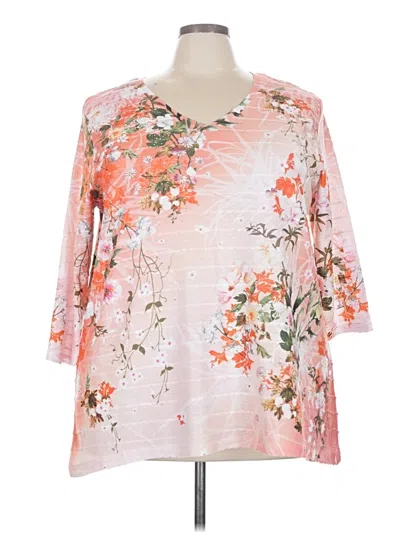 Pre-owned Time And Tru 3/4 Sleeve Blouse In Pink