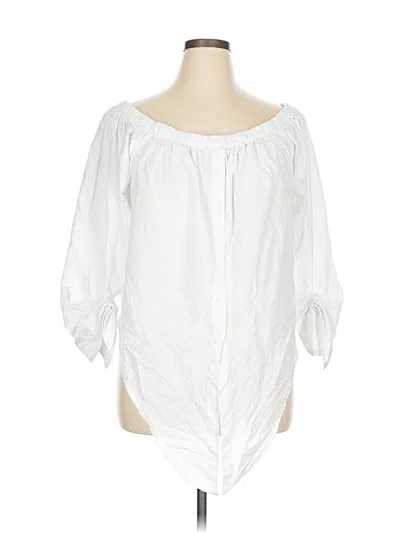 Pre-owned Time And Tru 3/4 Sleeve Blouse In White