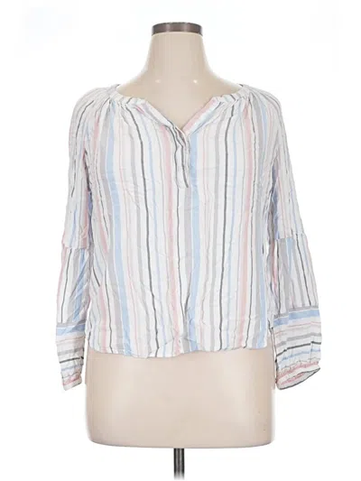 Pre-owned Time And Tru 3/4 Sleeve Blouse In White