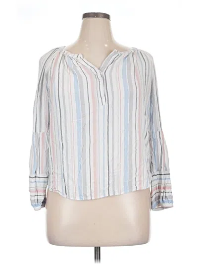 Pre-owned Time And Tru 3/4 Sleeve Blouse In White