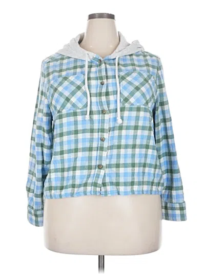 Pre-owned Time And Tru 3/4 Sleeve Button Down Shirt In Blue