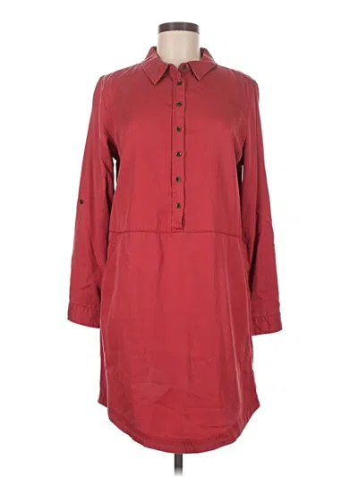 Pre-owned Time And Tru 3/4 Sleeve Button Down Shirt In Burgundy