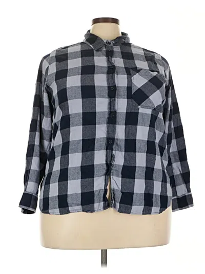 Pre-owned Time And Tru 3/4 Sleeve Button Down Shirt In Gray