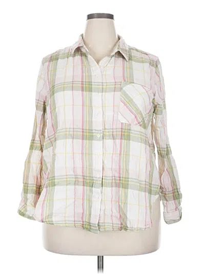 Pre-owned Time And Tru 3/4 Sleeve Button Down Shirt In Pink
