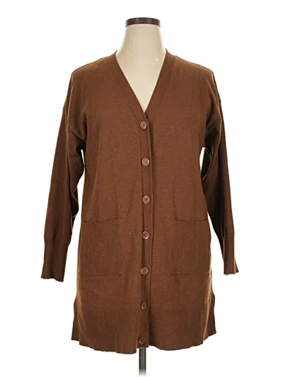 Pre-owned Time And Tru 3/4 Sleeve Henley Shirt In Brown