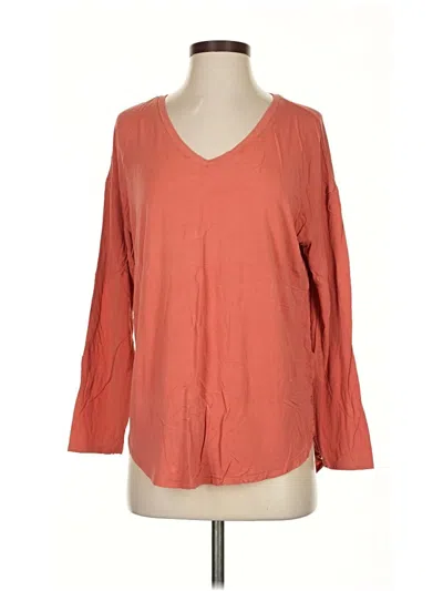 Pre-owned Time And Tru 3/4 Sleeve T-shirt In Orange