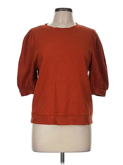 Pre-owned Time And Tru 3/4 Sleeve Top Orange Boatneck Tops
