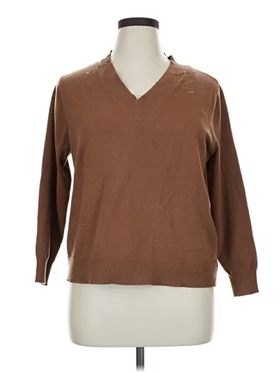 Pre-owned Time And Tru 3/4 Sleeve T-shirt In Brown
