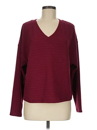 Pre-owned Time And Tru 3/4 Sleeve T-shirt In Burgundy