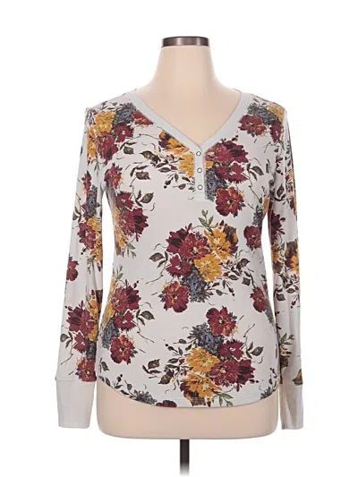 Pre-owned Time And Tru 3/4 Sleeve T-shirt In Ivory