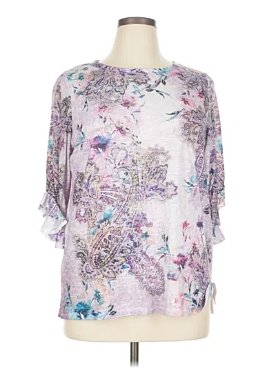 Pre-owned Time And Tru 3/4 Sleeve T-shirt In Purple