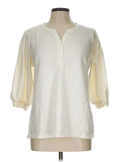 Pre-owned Time And Tru 3/4 Sleeve T-shirt In White