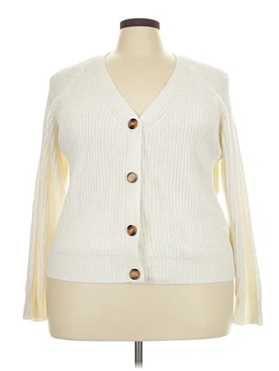 Pre-owned Time And Tru Cardigan Sweater In White