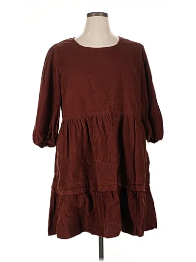Pre-owned Time And Tru Casual Dress In Brown