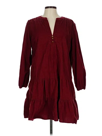 Pre-owned Time And Tru Casual Dress In Burgundy