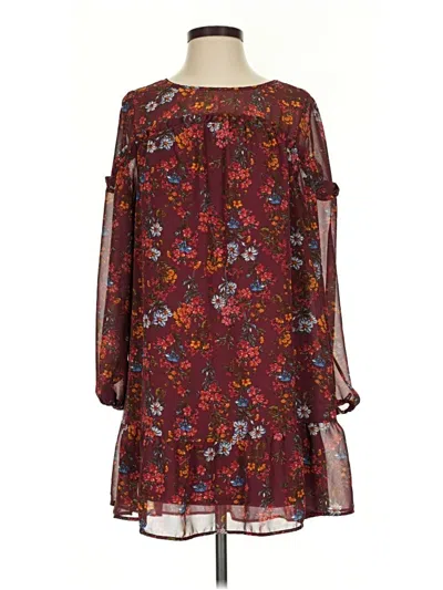 Pre-owned Time And Tru Casual Dress In Burgundy