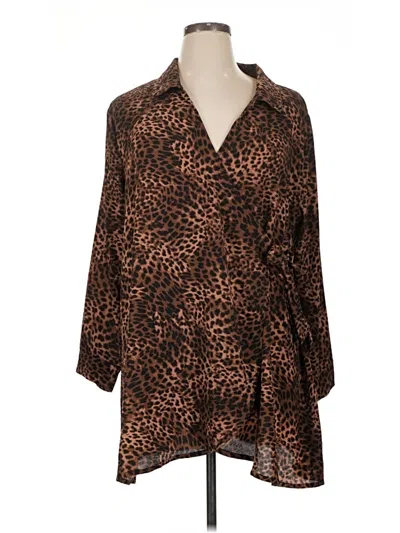 Pre-owned Time And Tru Kimono In Brown